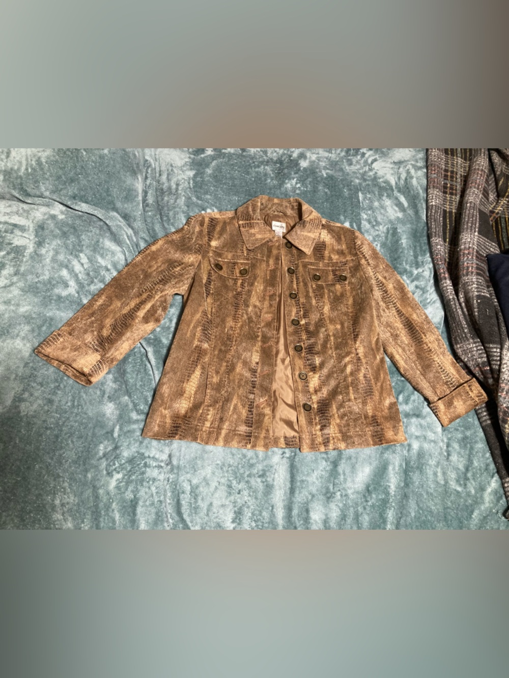 Chico's brown snake/reptile printed blazer good condition